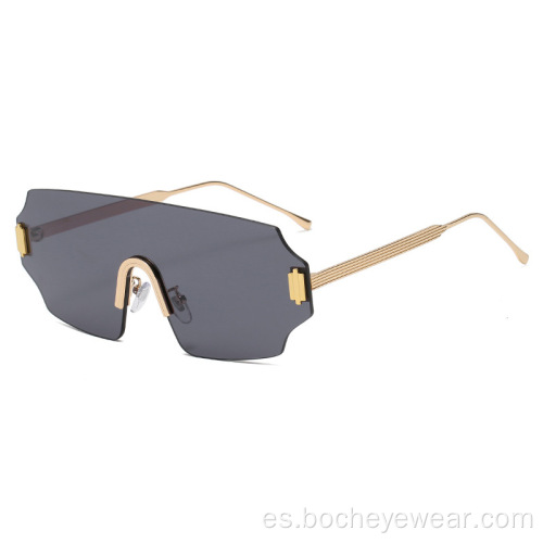 Nuevas gafas de sol sin marco de metal de moda europea y americana, gafas de sol combinadas transfronterizas de moda para hombres y mujeres, calle